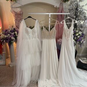Elegant White and Pink Bridal Gowns